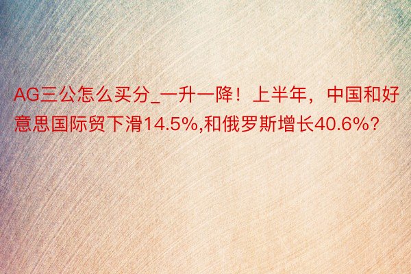 AG三公怎么买分_一升一降！上半年，中国和好意思国际贸下滑14.5%,和俄罗斯增长40.6%?