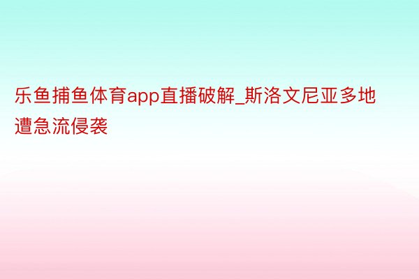 乐鱼捕鱼体育app直播破解_斯洛文尼亚多地遭急流侵袭