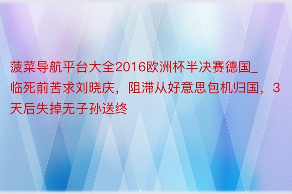 菠菜导航平台大全2016欧洲杯半决赛德国_临死前苦求刘晓庆，阻滞从好意思包机归国，3天后失掉无子孙送终