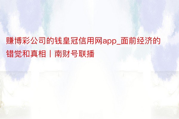 赚博彩公司的钱皇冠信用网app_面前经济的错觉和真相丨南财号联播